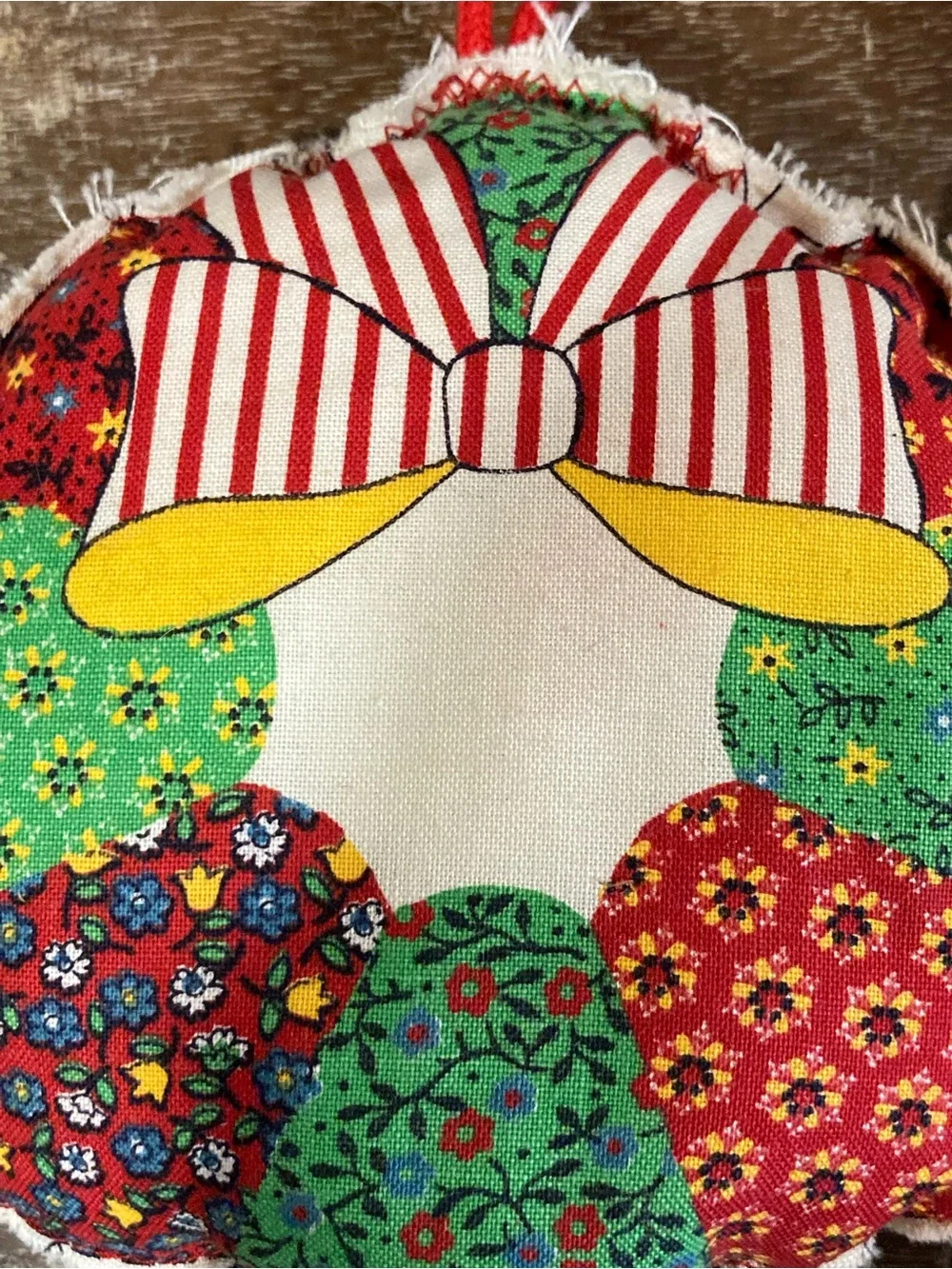 Vintage Handmade Patchwork Christmas Ornaments - Set of 4